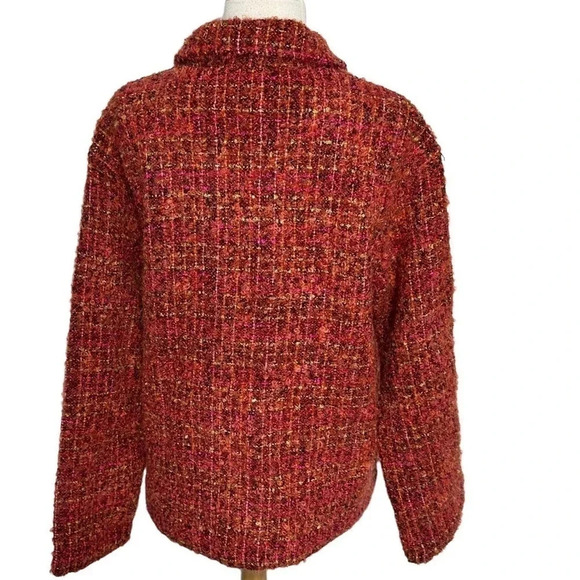 Chico’s size 2/12 burnt orange with multicolor tweed button down jacket - Picture 4 of 6